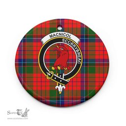 Scottish MacNicol (of Scorrybreac) Clan Crest Tartan Ceramic Ornament - Combo set ScotsTee.com