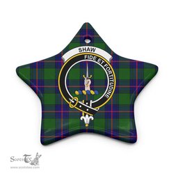 Scottish Shaw (of Tordarroch) Clan Crest Tartan Ceramic Ornament - Combo set ScotsTee.com