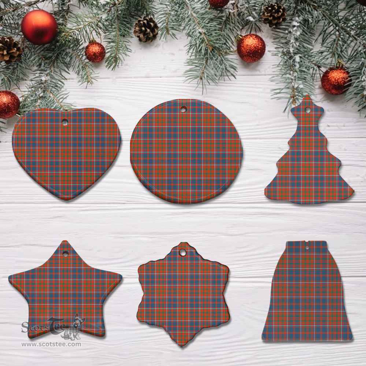 Scottish Cameron of Lochiel Ancient Clan Tartan Ceramic Ornament - Combo set ScotsTee.com