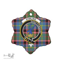 Scottish Stirling (of Cadder-Present Chief) Clan Crest Tartan Ceramic Ornament - Combo set ScotsTee.com
