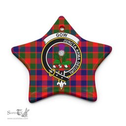 Scottish Gow (of Skeoch) Clan Crest Tartan Ceramic Ornament - Combo set ScotsTee.com