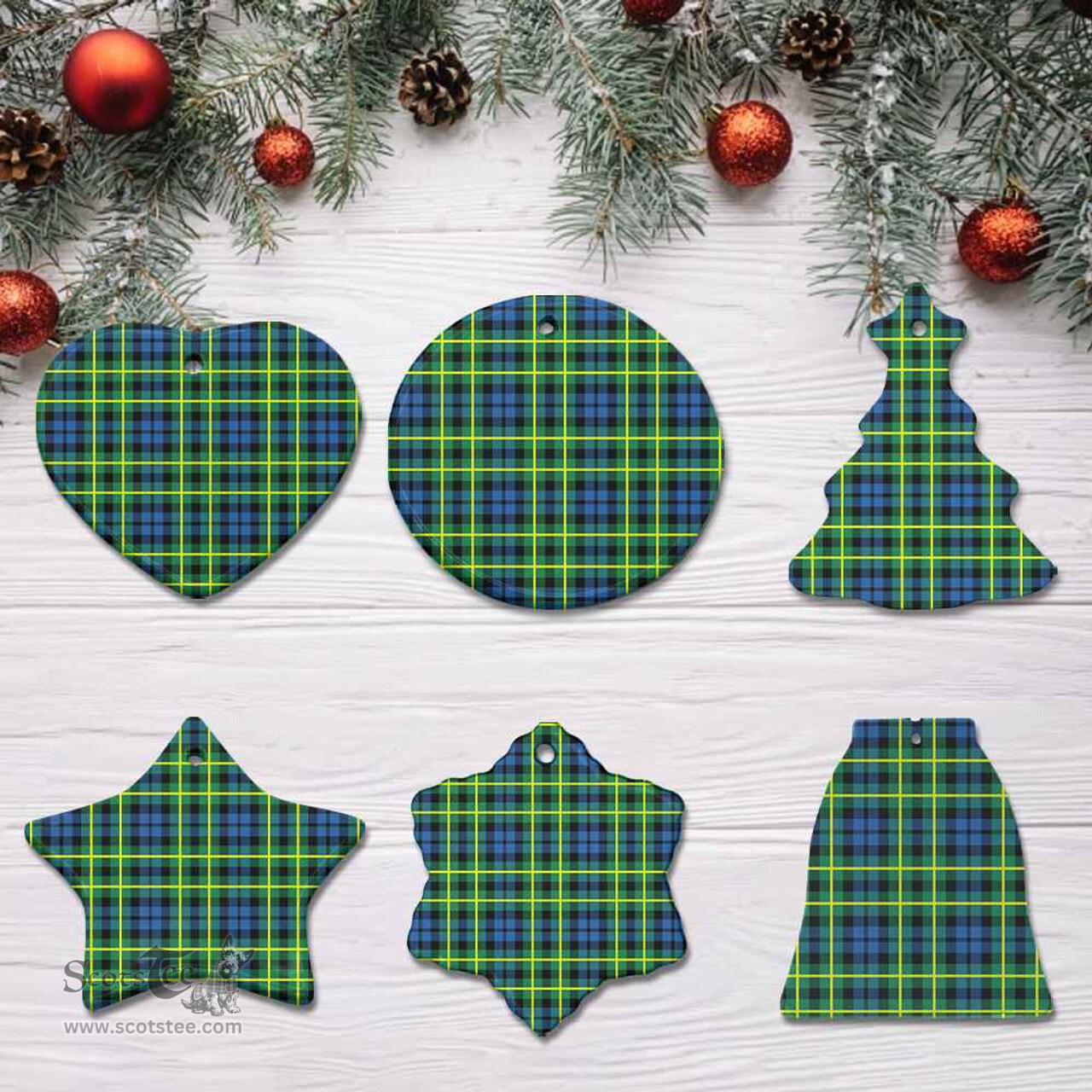 Scottish Campbell of Breadalbane Ancient Clan Tartan Ceramic Ornament - Combo set ScotsTee.com