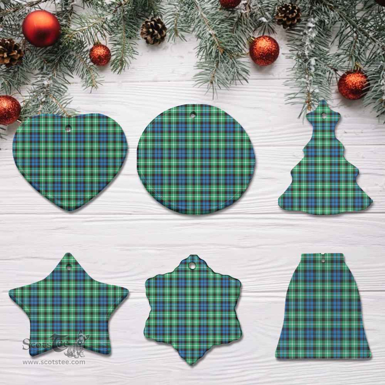 Scottish Graham of Montrose Ancient Clan Tartan Ceramic Ornament - Combo set ScotsTee.com