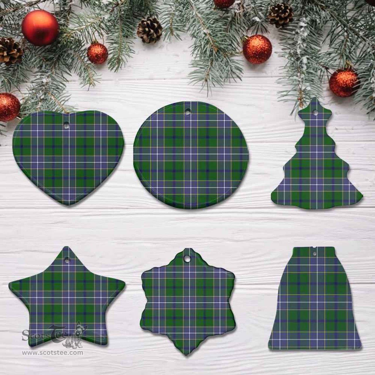 Scottish Wishart Hunting Modern Clan Tartan Ceramic Ornament - Combo set ScotsTee.com