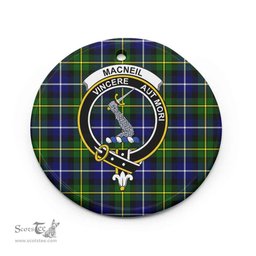 Scottish MacNeill of Barra Clan Crest Tartan Ceramic Ornament - Combo set ScotsTee.com