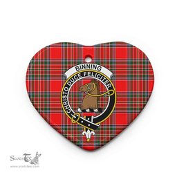 Scottish Binning of Wallifoord Clan Crest Tartan Ceramic Ornament - Combo set ScotsTee.com