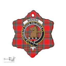 Scottish Binning of Wallifoord Clan Crest Tartan Ceramic Ornament - Combo set ScotsTee.com