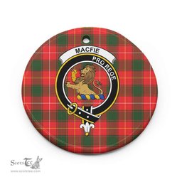 Scottish MacFie (of Dreghorn) Clan Crest Tartan Ceramic Ornament - Combo set ScotsTee.com