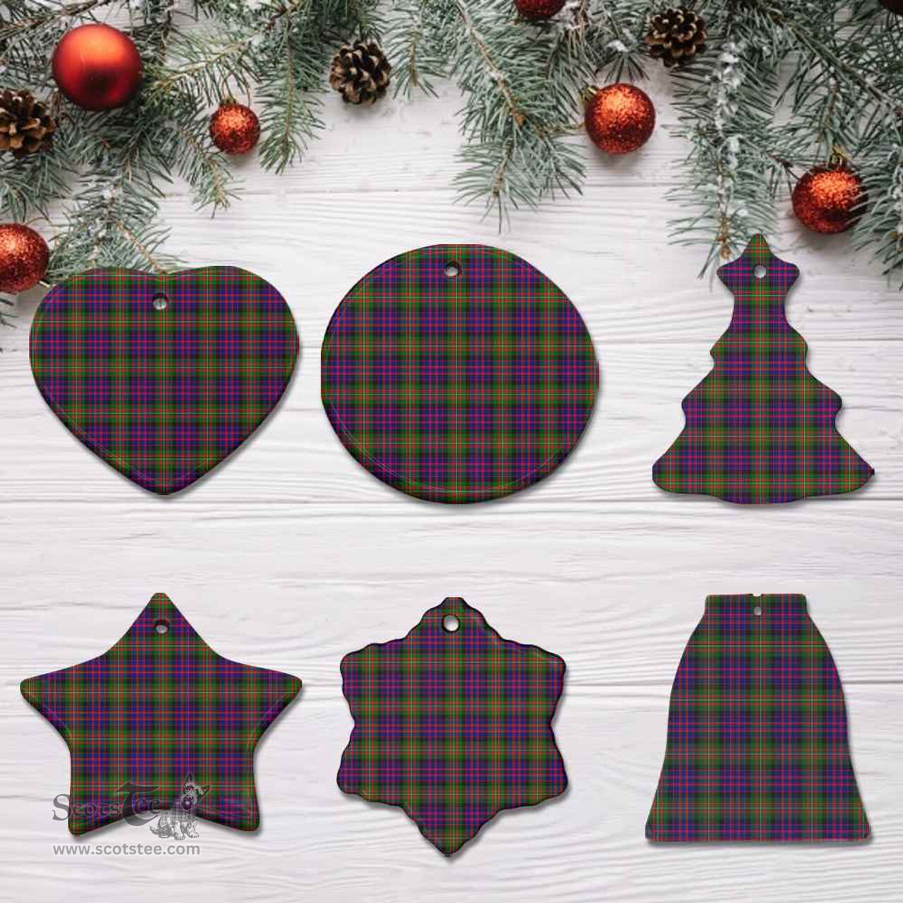 Scottish MacDonnell of Glengarry Modern Clan Tartan Ceramic Ornament - Combo set ScotsTee.com
