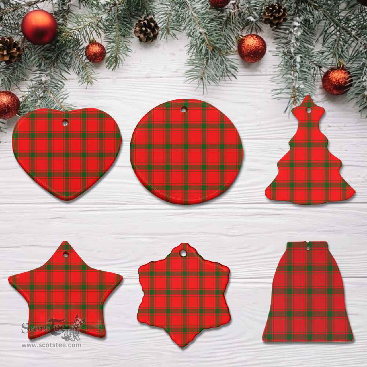 Scottish MacDonald of Sleat Clan Tartan Ceramic Ornament - Combo set ScotsTee.com