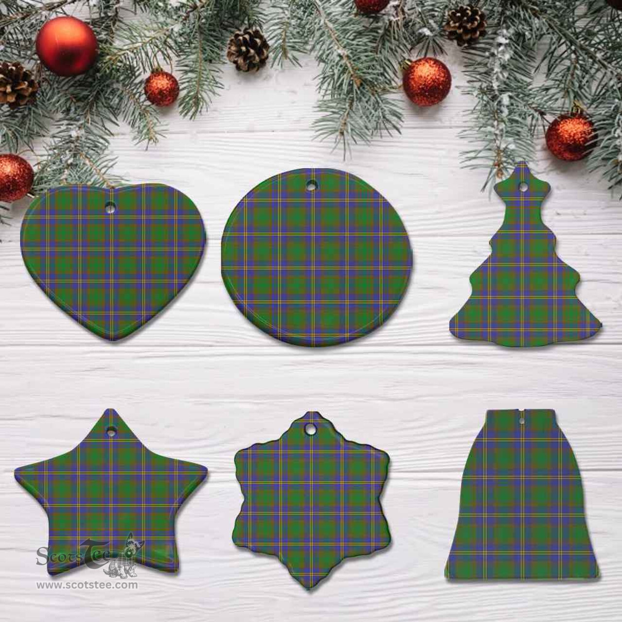 Scottish Strange of Balkaskie Clan Tartan Ceramic Ornament - Combo set ScotsTee.com