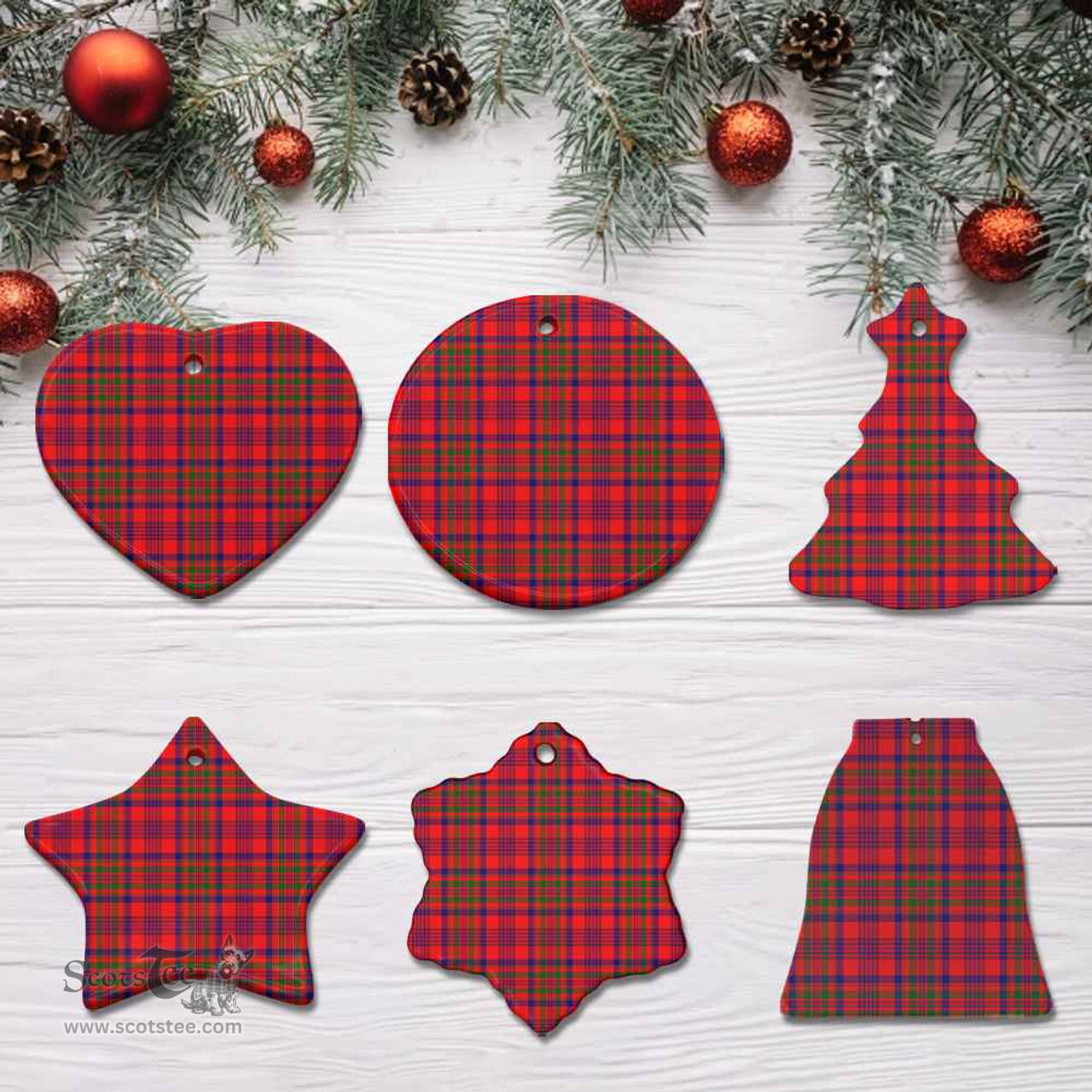 Scottish Murray of Tulloch Modern Clan Tartan Ceramic Ornament - Combo set ScotsTee.com