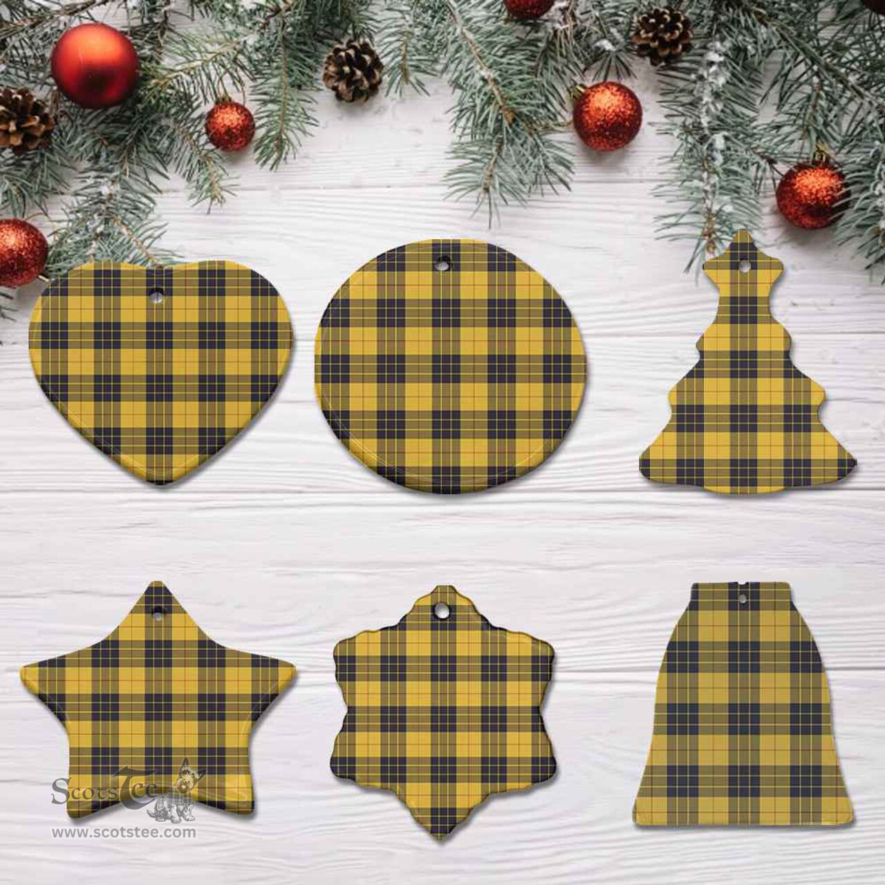 Scottish MacLeod of Lewis Ancient Clan Tartan Ceramic Ornament - Combo set ScotsTee.Com