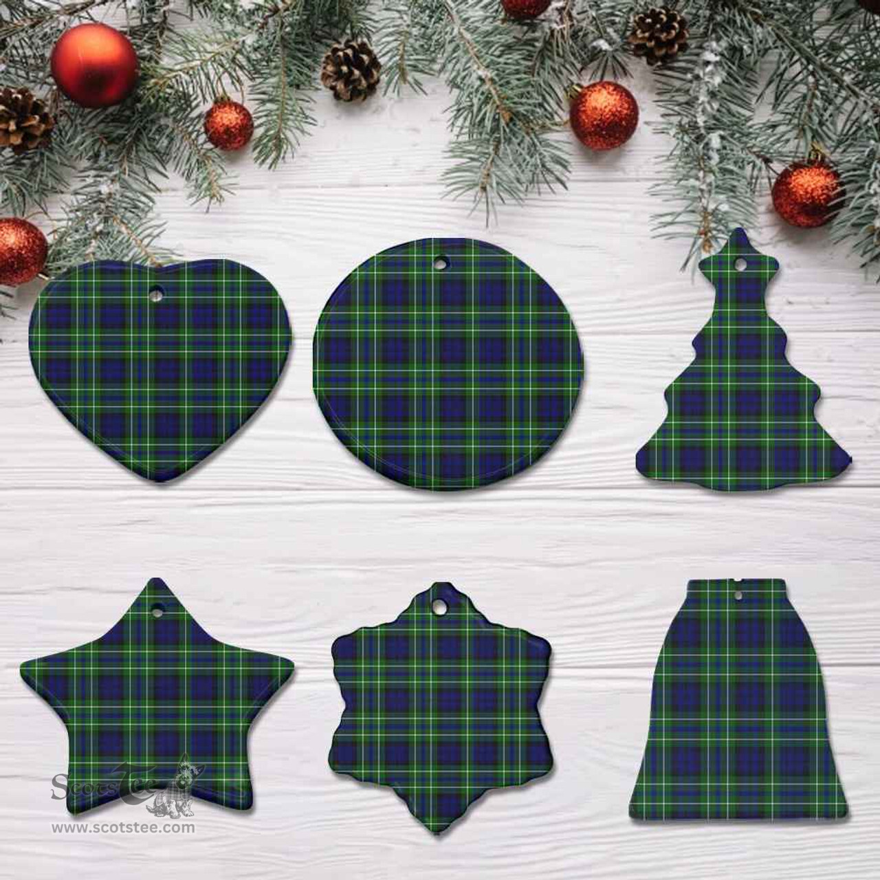 Scottish MacNeil of Colonsay Modern Clan Tartan Ceramic Ornament - Combo set ScotsTee.Com