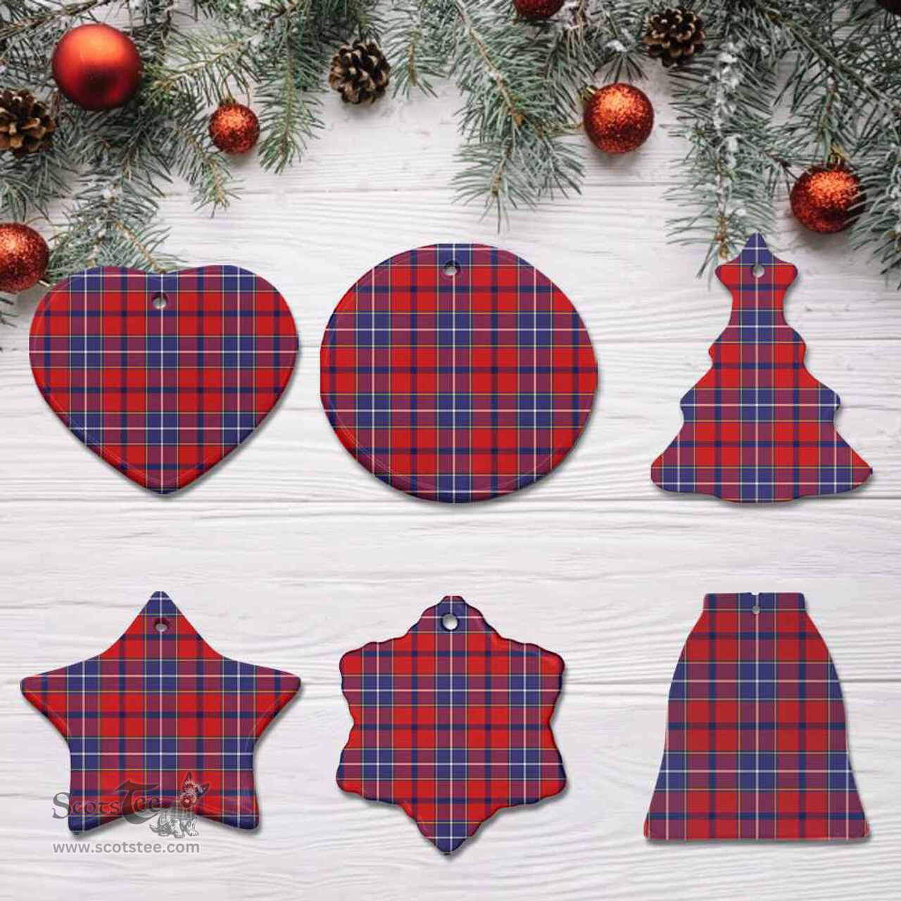 Scottish Wishart Dress Clan Tartan Ceramic Ornament - Combo set ScotsTee.Com