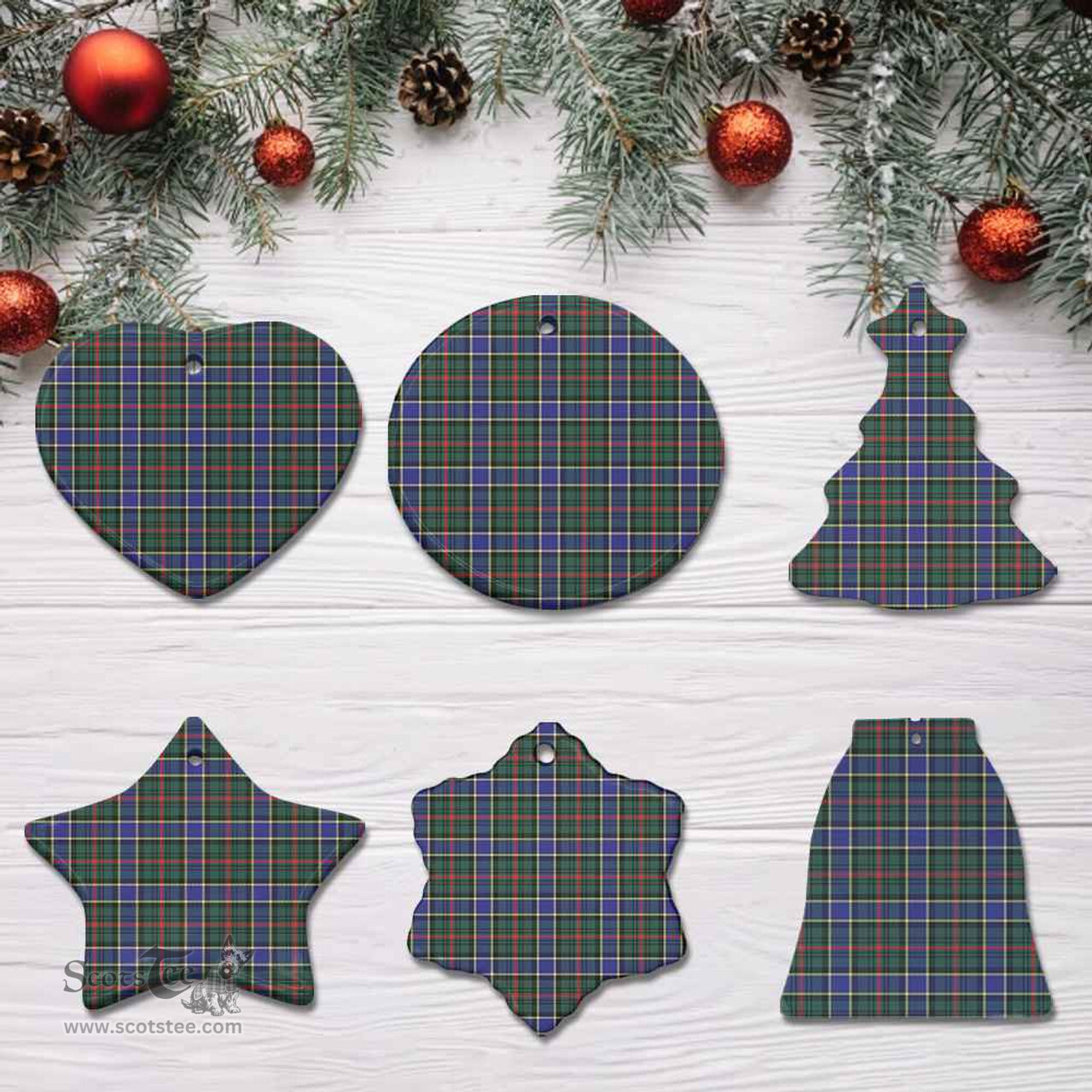 Scottish Ogilvie Hunting Modern Clan Tartan Ceramic Ornament - Combo set ScotsTee.Com
