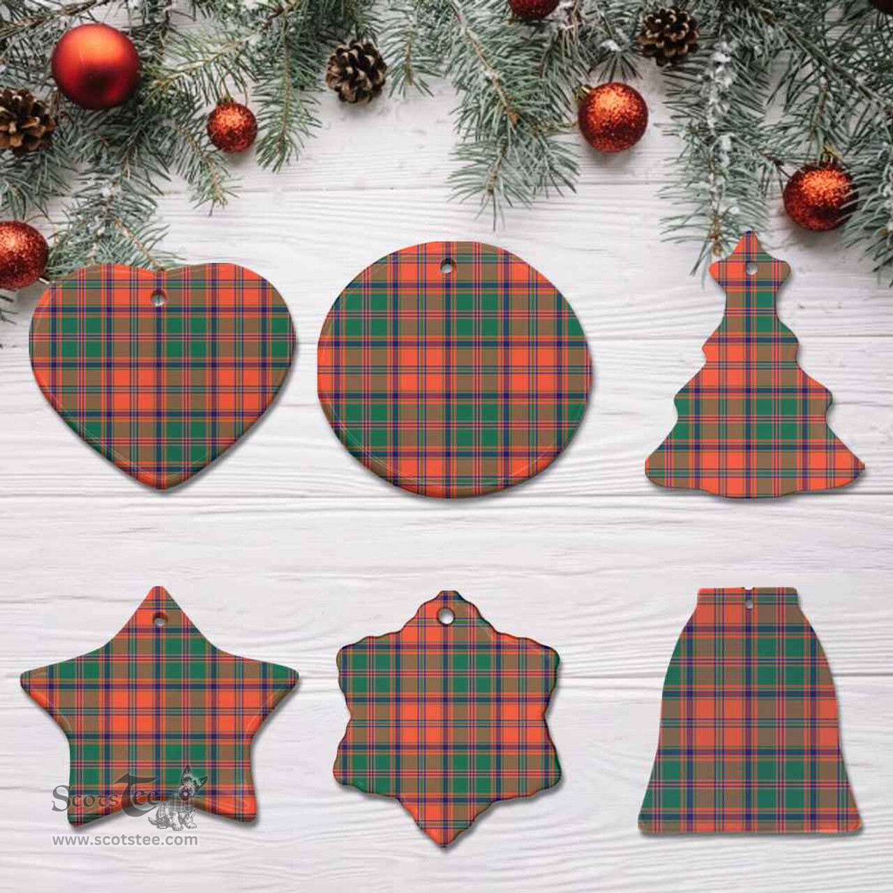 Scottish Stewart of Appin Ancient Clan Tartan Ceramic Ornament - Combo set ScotsTee.Com