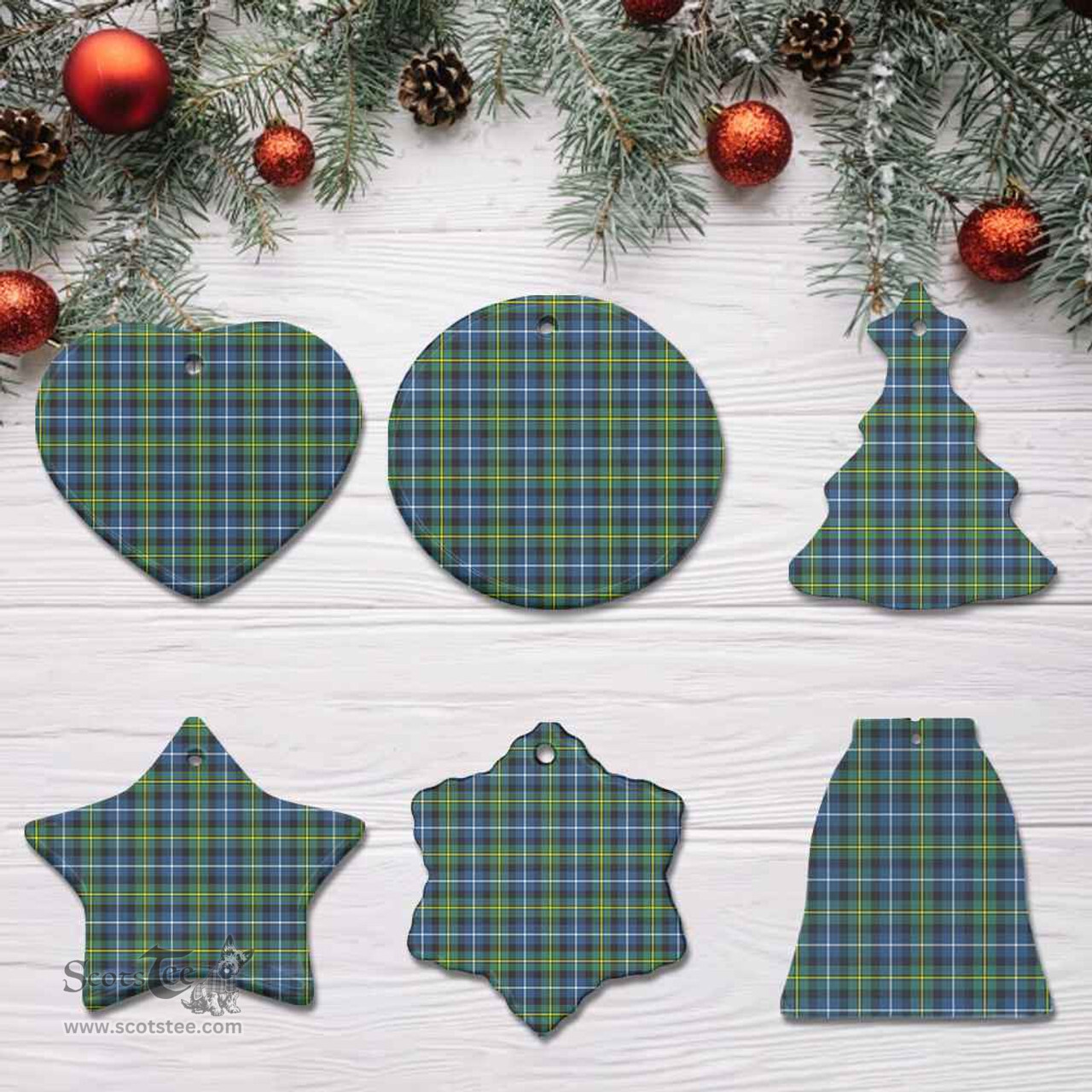 Scottish MacNeill of Barra Ancient Clan Tartan Ceramic Ornament - Combo set ScotsTee.Com