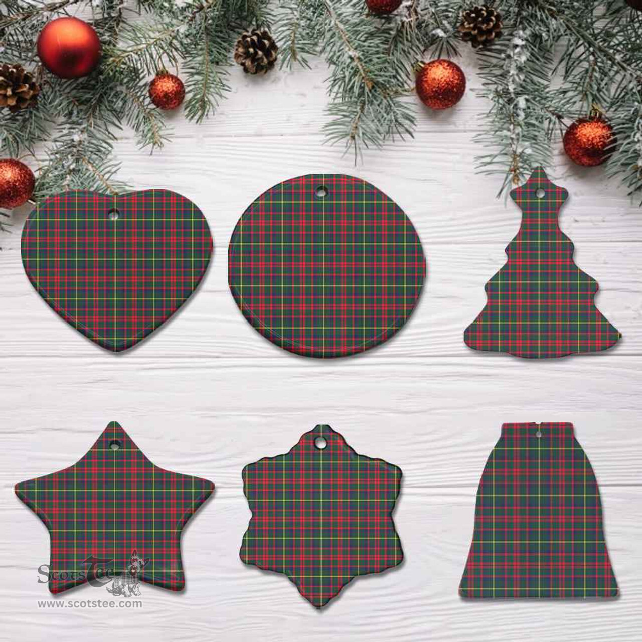 Scottish MacKintosh Hunting Modern Clan Tartan Ceramic Ornament - Combo set ScotsTee.Com