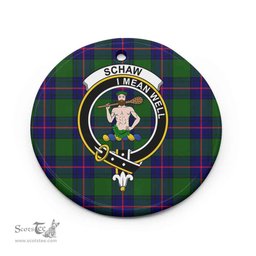 Scottish Schaw (of Sauchie) Clan Crest Tartan Ceramic Ornament - Combo set ScotsTee.Com