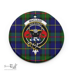 Scottish MacLeod of Lewis Clan Crest Tartan Ceramic Ornament - Combo set ScotsTee.Com