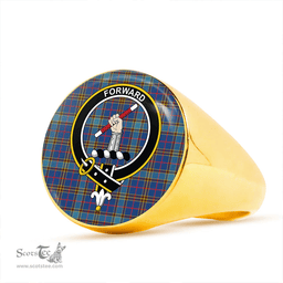 Scottish Balfour Blue Modern Clan Tartan Ring - Crest Classic Scottish Plaid Tartan Plaid
