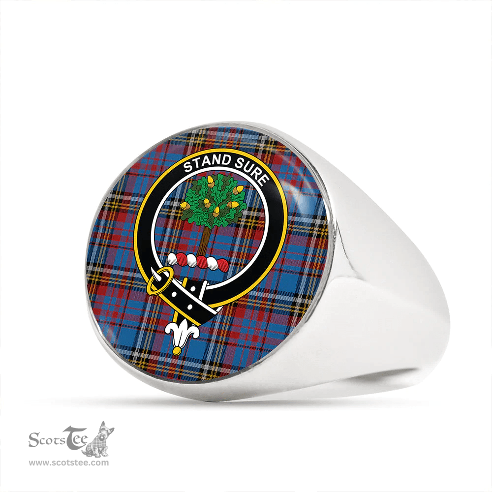 Scottish Anderson Blue Westwood Modern Clan Tartan Ring - Crest Classic Scottish Plaid Tartan Plaid