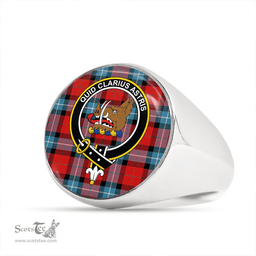 Scottish Baillie of Polkemmet Red Clan Tartan Ring - Crest Classic Scottish Plaid Tartan Plaid