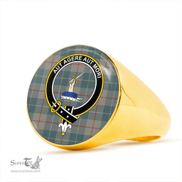 Scottish Barclay Hunting #2 Weathered Clan Tartan Ring - Crest Classic Scottish Plaid Tartan Plaid