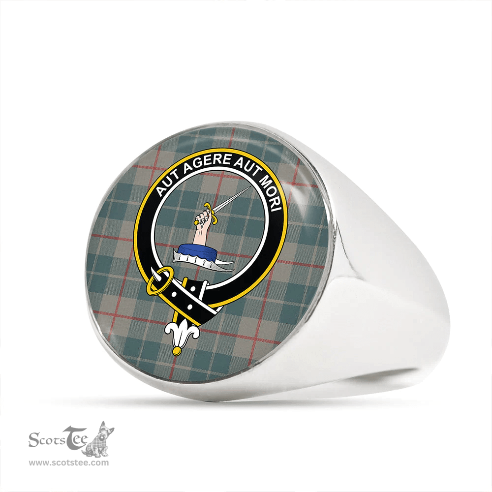 Scottish Barclay Hunting #2 Weathered Clan Tartan Ring - Crest Classic Scottish Plaid Tartan Plaid