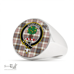 Scottish Anderson Arisaid Ancient Clan Tartan Ring - Crest Classic Scottish Plaid Tartan Plaid
