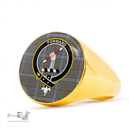 Scottish Balfour Hunting Weathered Clan Tartan Ring - Crest Classic Scottish Plaid Tartan Plaid