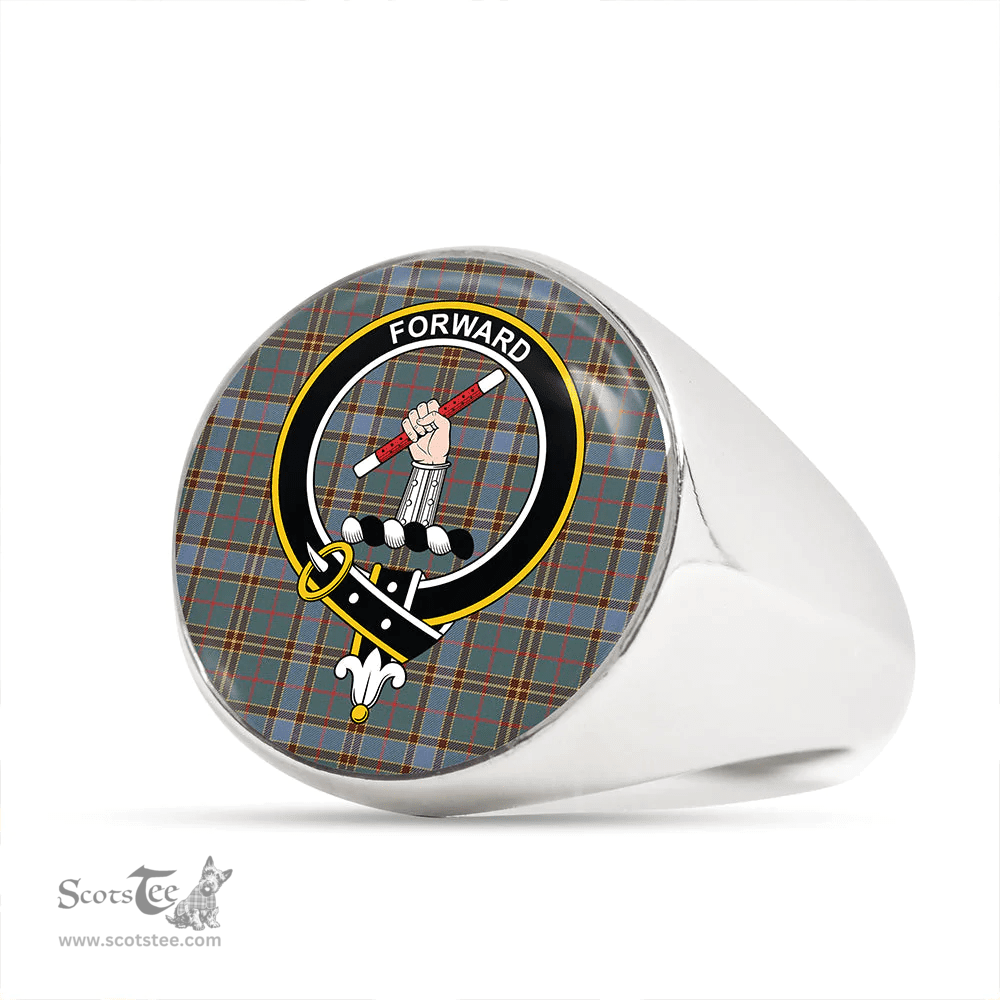 Scottish Balfour Hunting Weathered Clan Tartan Ring - Crest Classic Scottish Plaid Tartan Plaid