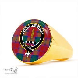 Scottish Auchinleck Clan Tartan Ring - Crest Classic Scottish Plaid Tartan Plaid
