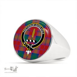 Scottish Auchinleck Clan Tartan Ring - Crest Classic Scottish Plaid Tartan Plaid