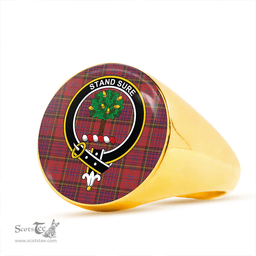 Scottish Anderson of Kinneddar Red Weathered Clan Tartan Ring - Crest Classic Scottish Plaid Tartan Plaid