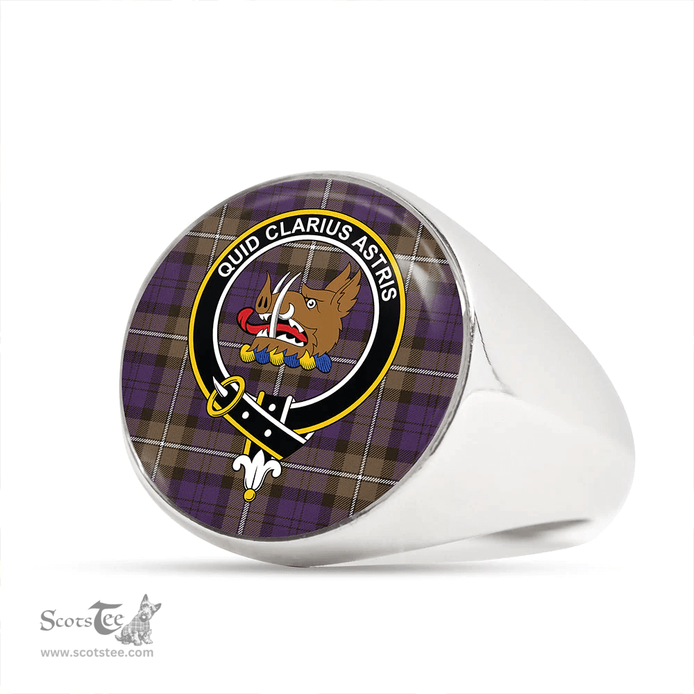 Scottish Baillie (Highland Society of London) Weathered Clan Tartan Ring - Crest Classic Scottish Plaid Tartan Plaid