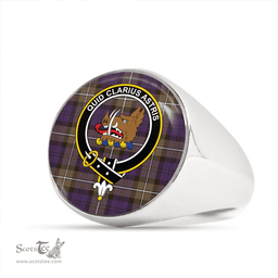 Scottish Baillie (Highland Society of London) Weathered Clan Tartan Ring - Crest Classic Scottish Plaid Tartan Plaid
