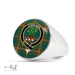 Scottish Anderson Green Modern Clan Tartan Ring - Crest Classic Scottish Plaid Tartan Plaid
