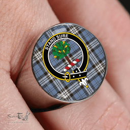 Scottish Anderson Blue Weathered Clan Tartan Ring - Crest Classic Scottish Plaid Tartan Plaid