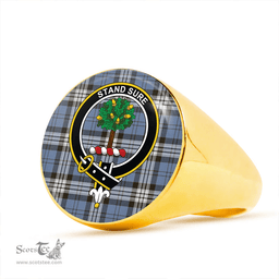 Scottish Anderson Blue Weathered Clan Tartan Ring - Crest Classic Scottish Plaid Tartan Plaid