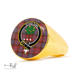 Scottish Anderson of Kinneddar Red Ancient Clan Tartan Ring - Crest Classic Scottish Plaid Tartan Plaid