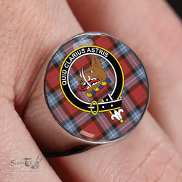 Scottish Baillie of Polkemmet Red Weathered Clan Tartan Ring - Crest Classic Scottish Plaid Tartan Plaid