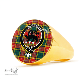 Scottish Baxter of Balgavies Modern Clan Tartan Ring - Crest Classic Scottish Plaid Tartan Plaid
