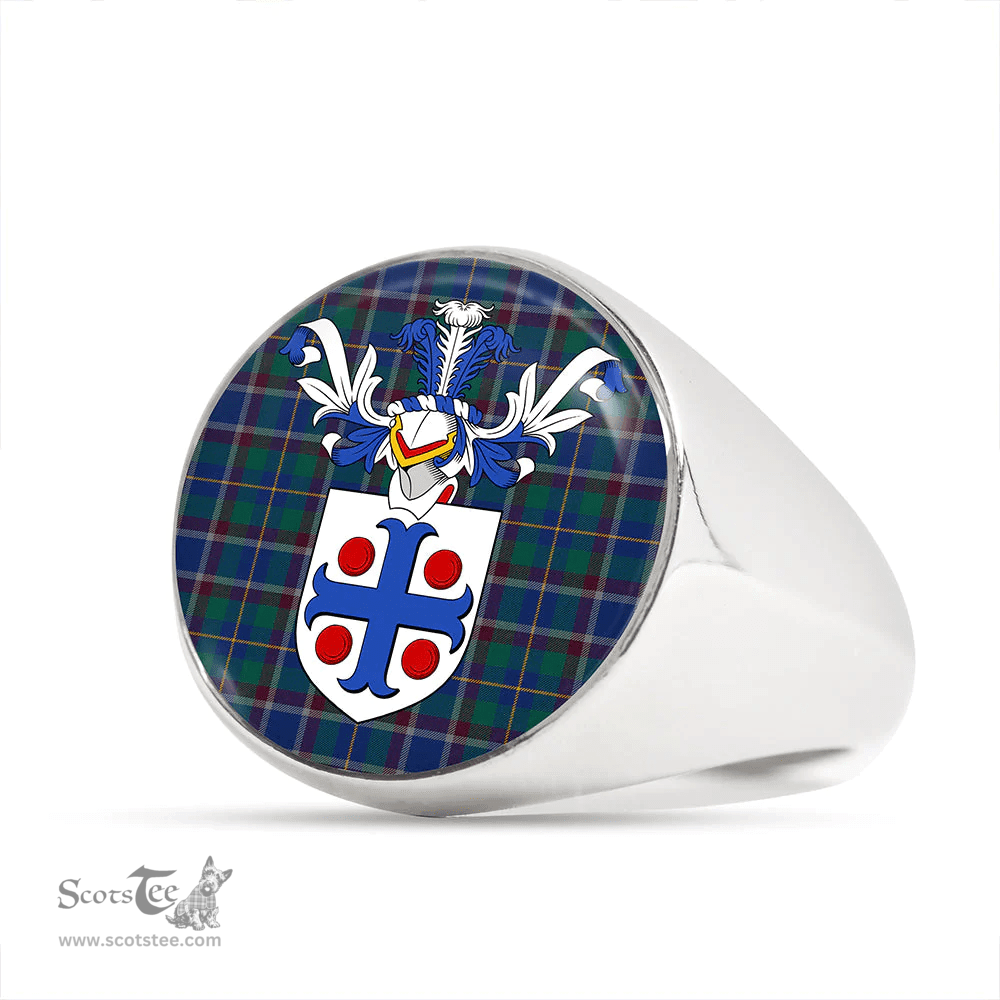 Scottish Belfrage (Belfarge) Modern Clan Tartan Ring - Crest Classic Scottish Plaid Tartan Plaid