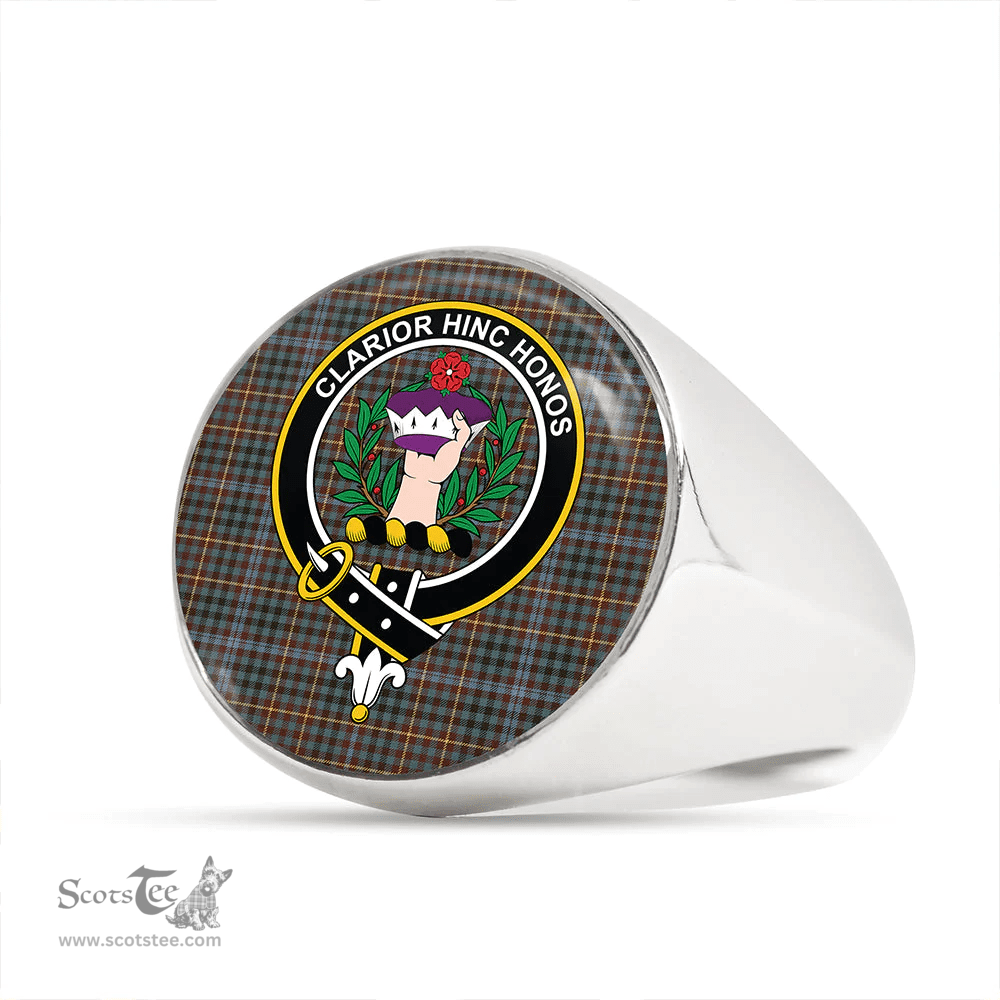 Scottish Buchanan Hunting #4 Weathered Clan Tartan Ring - Crest Classic Scottish Plaid Tartan Plaid