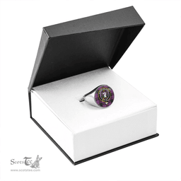 Scottish Buchanan Cerise #2 Special Weathered Clan Tartan Ring - Crest Classic Scottish Plaid Tartan Plaid