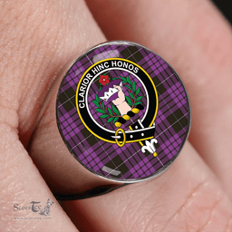 Scottish Buchanan Cerise #2 Special Weathered Clan Tartan Ring - Crest Classic Scottish Plaid Tartan Plaid