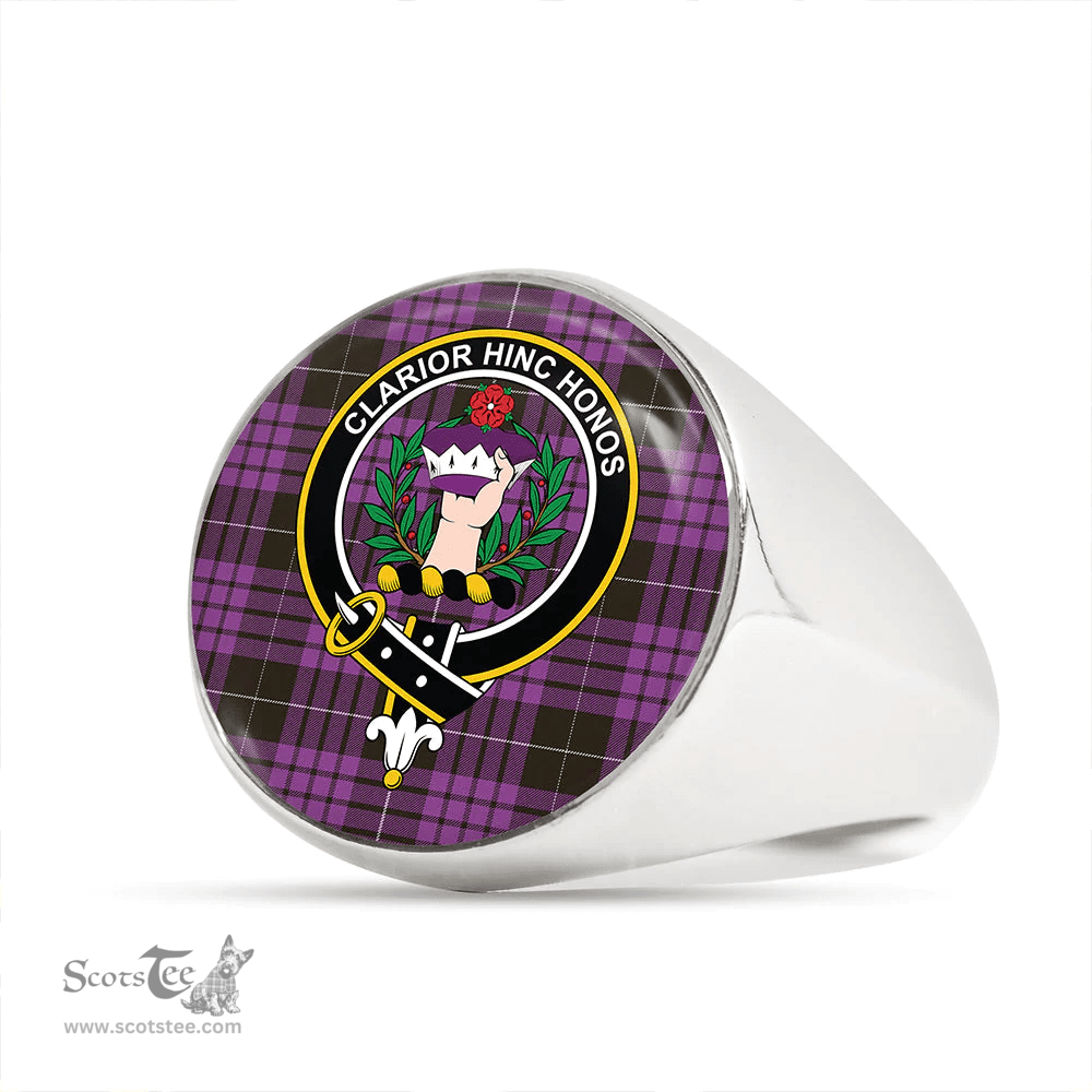 Scottish Buchanan Cerise #2 Special Weathered Clan Tartan Ring - Crest Classic Scottish Plaid Tartan Plaid