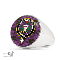 Scottish Buchanan Cerise #2 Special Weathered Clan Tartan Ring - Crest Classic Scottish Plaid Tartan Plaid